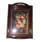 Vtg Pimpernel Serving Tray w/wood Handles felt Bottom Victorian Florals England — photo 9