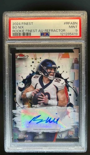 2024 Finest Bo Nix Rookie Auto RC Refractor #RFA-BN Broncos PSA 9