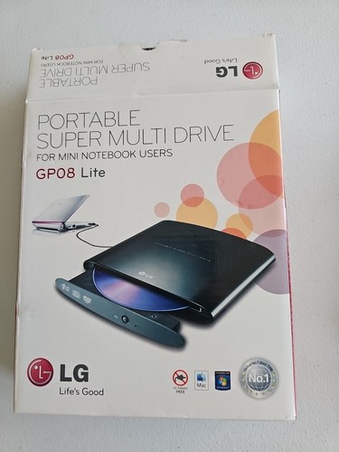 LG Portable CD/DVD Burner Super Multi Drive GP08 Lite USB 2.0 8X GP08NU6B TESTED - 第 3/7 張圖片
