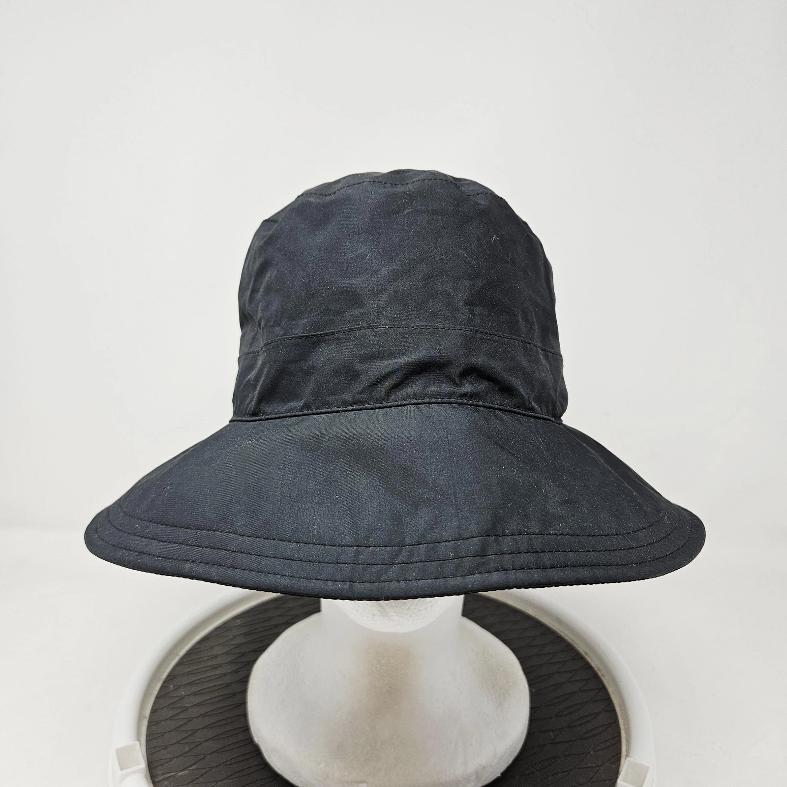 L.L. Bean Hat Cap Bucket Fitted Mens L Black Nylon Wide Brim Lined Adjustable
