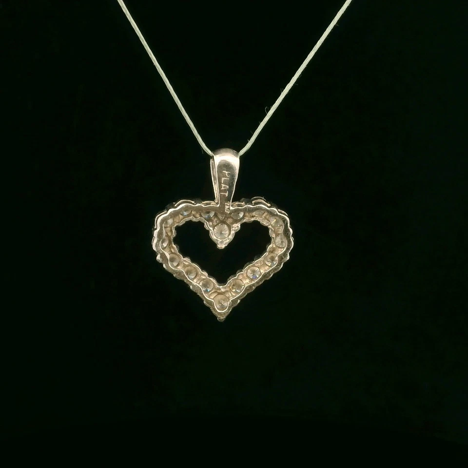 (MA4) Платиновый бриллиант сердце подвеска 1,00 карат 4,7 грамма 3/4 «x 5/8» - Изображение 3 из 4