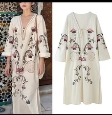Zara ZW Collection Floral Embroidery Dress Rare Size M Women’s