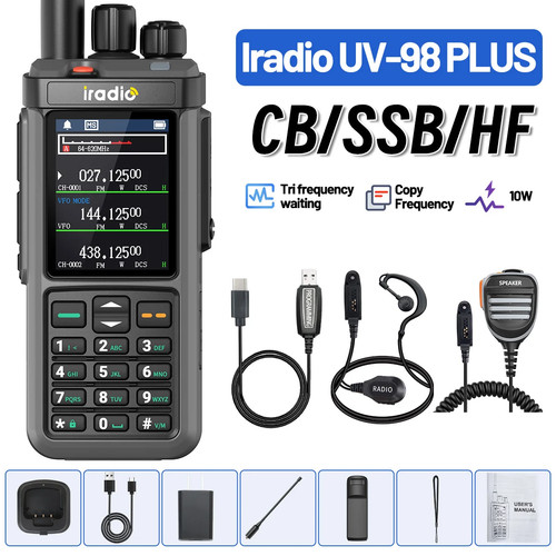 For Iradio UV-98 PLUS 10W Walkie Talkie Full Band HF Ham Radio USB LSB CW 2.4" - Picture 28 of 32