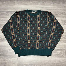 vintage 90s men  s crazy pattern knitted sweater tagged XL