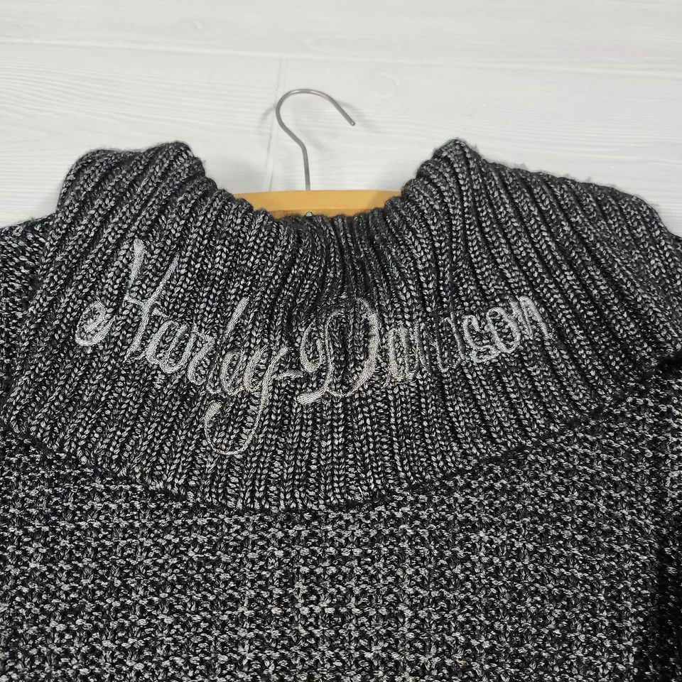 Suéter Harley Davidson Negro Tejido Manga Larga Cremallera Botones Mujer Talla 2XL  Foto 3 de 4