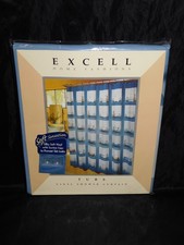 Excell Tubs Vinyl Shower Curtain White Blue Bathtubs NEW NIP 70 x 72"