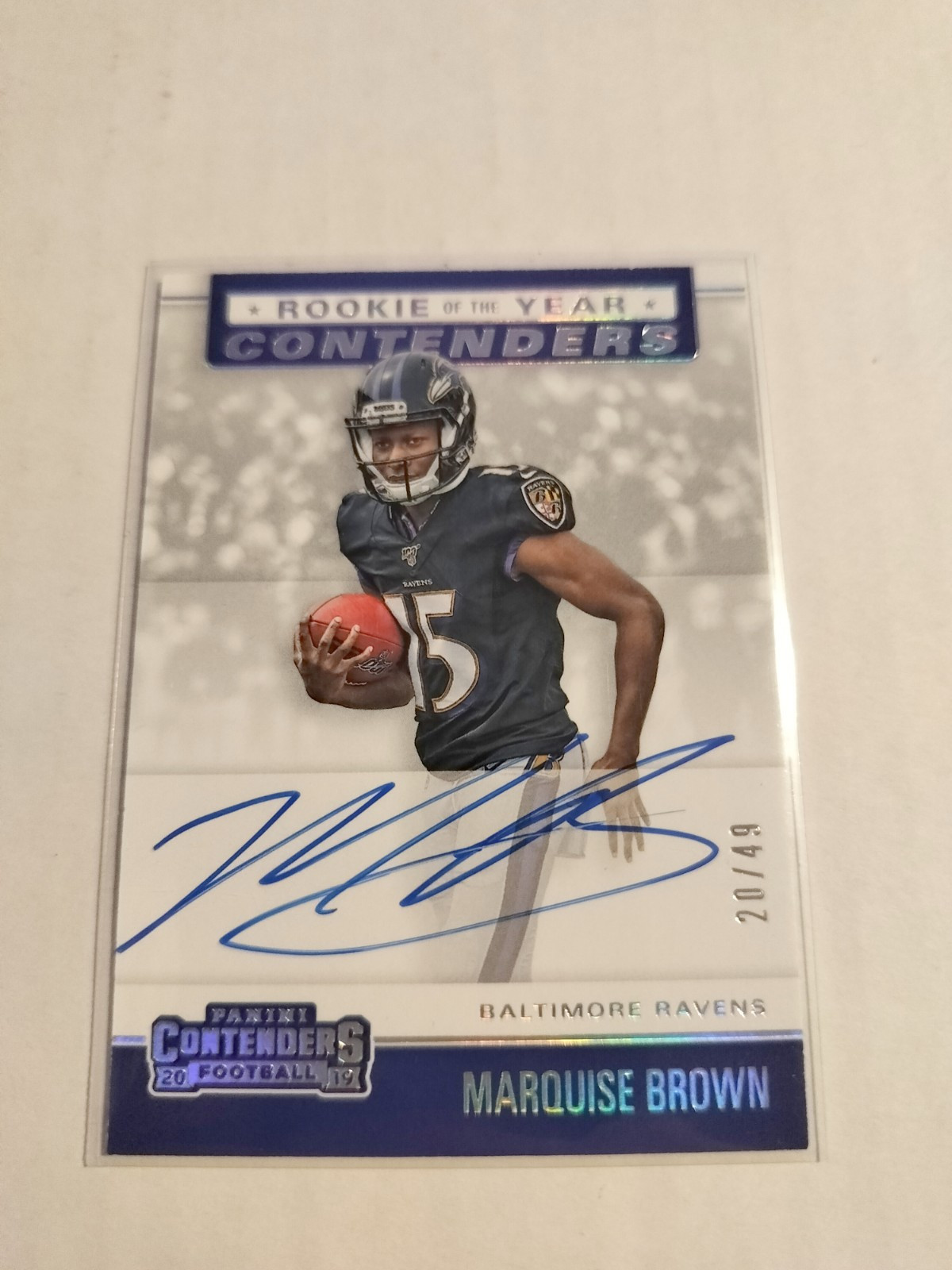 Marquise Brown Panini Contenders Rookie of the Year Contenders #MB Autograph