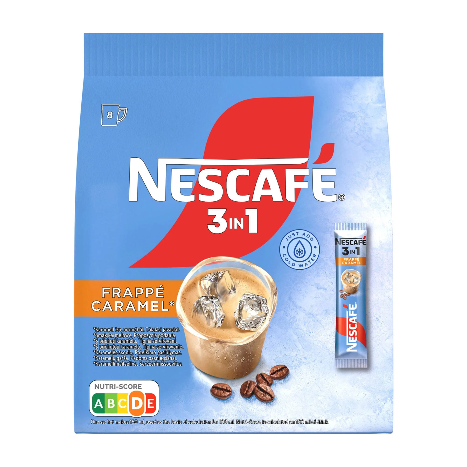 Nescafe FRAPPE Caramel 3in1  instant Iced coffee ON THE GO 1 bag- FRE SHIPPING
