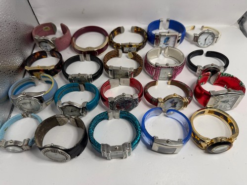 Mixed Brands Cuff Bangle Bracelet Watches Lot Of 20 Mixed Materials