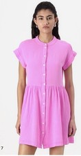 NWT GAP Tie Waist Gauze Mini Shirt dress standout pink Sz S