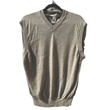 VTG Pronto Uomo Italian Merino Wool Sweater Vest Mens L Oatmeal Gender Neutral