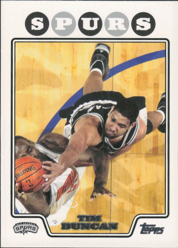 Tim Duncan #21 Basketball Cards 2008 Topps trading card — raw and PSA graded price guide
