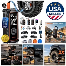 Portable 6000mAh Tire Inflator with Digital Gauge  LED - Ideal for All Vehicles
