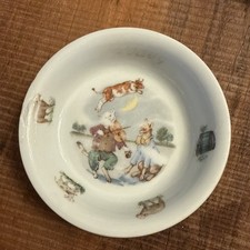Vintage German Baby Bowl Porcelain 5  Bowl Dish Nursery  Cat and the Fiddle  