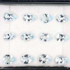 Pear Cut Natural Unheated Nice Blue Aquamarine 12pcs 6.23ct 7x5mm Lot Gemstone