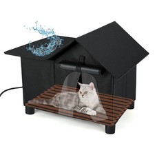 Large Heated Cat House for Outside, Elevated Outdoor Heated Cat House Weather...