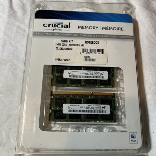 crucial 16gb kit 2 x 8gb ddr3l-1600 sodimm 1.35V CL9 for Mac Notebook - Picture 5 of 5