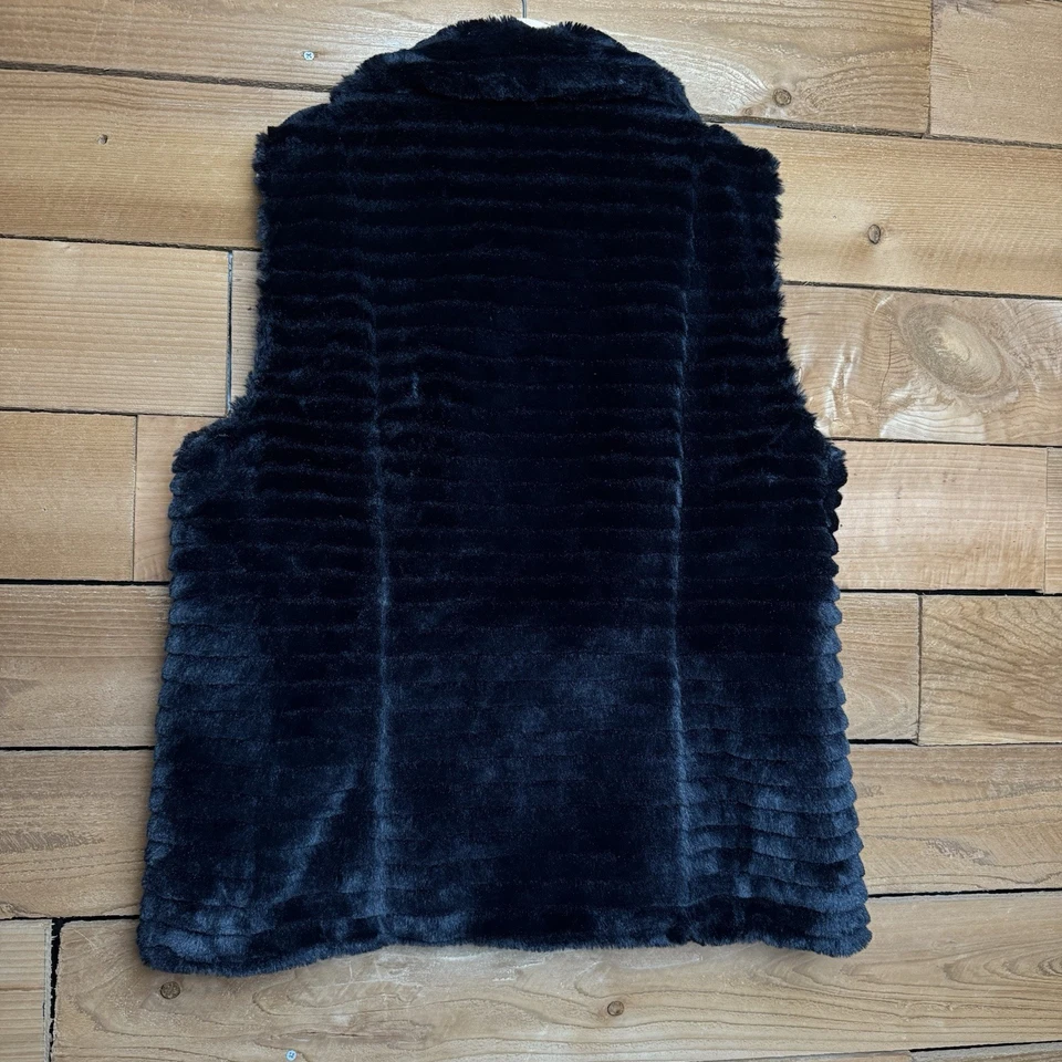 Chaqueta chaleco de piel sintética negra para mujer Calvin Klein sin mangas talla XL cremallera dorada Foto 3 de 4