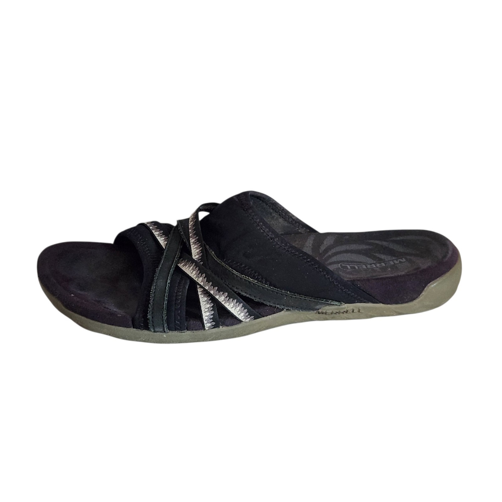 Merrell sandalo donna Terran 3 Cush Slide taglia 9 nero grigio slip on punta aperta