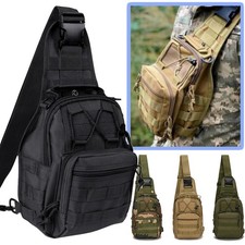 Mens Tactical Backpack Sling Shoulder Bag Molle Outdoor Hiking Travel Chest Pack