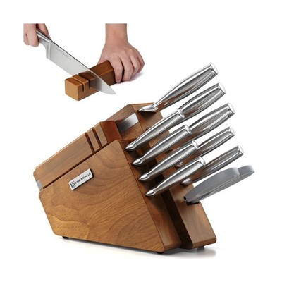 KnifeSaga Kitchen Knife Set with Block and Sharpener | 12-Piece Premium High ...