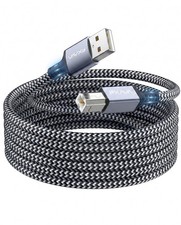 USB Printer Cable 20 Foot - Nylon Braided High Speed Long USB2.0 A to B Printer