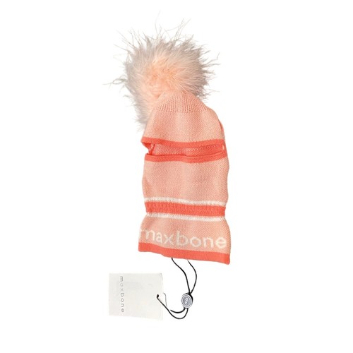 Maxbone Feather Pompom Balaclava Dog Pet Hat Stretch Striped Peach Small - Picture 4 of 7