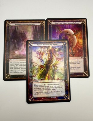 3x Archenemy scheme: Puny Minds + Introductions + Realms Befitting Majesty