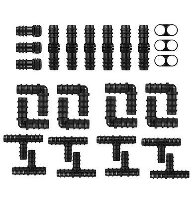 100Pcs Drip Irrigation Connectors Fittings Kit for 1/2 Inch Tubing, Including...