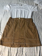 Loft Utility Mixed Media Pocket Mini Dress Camel Color Size 8