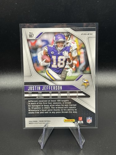 2024 Panini Prizm - Justin Jefferson #187 Silver Prizm - Picture 2 of 2
