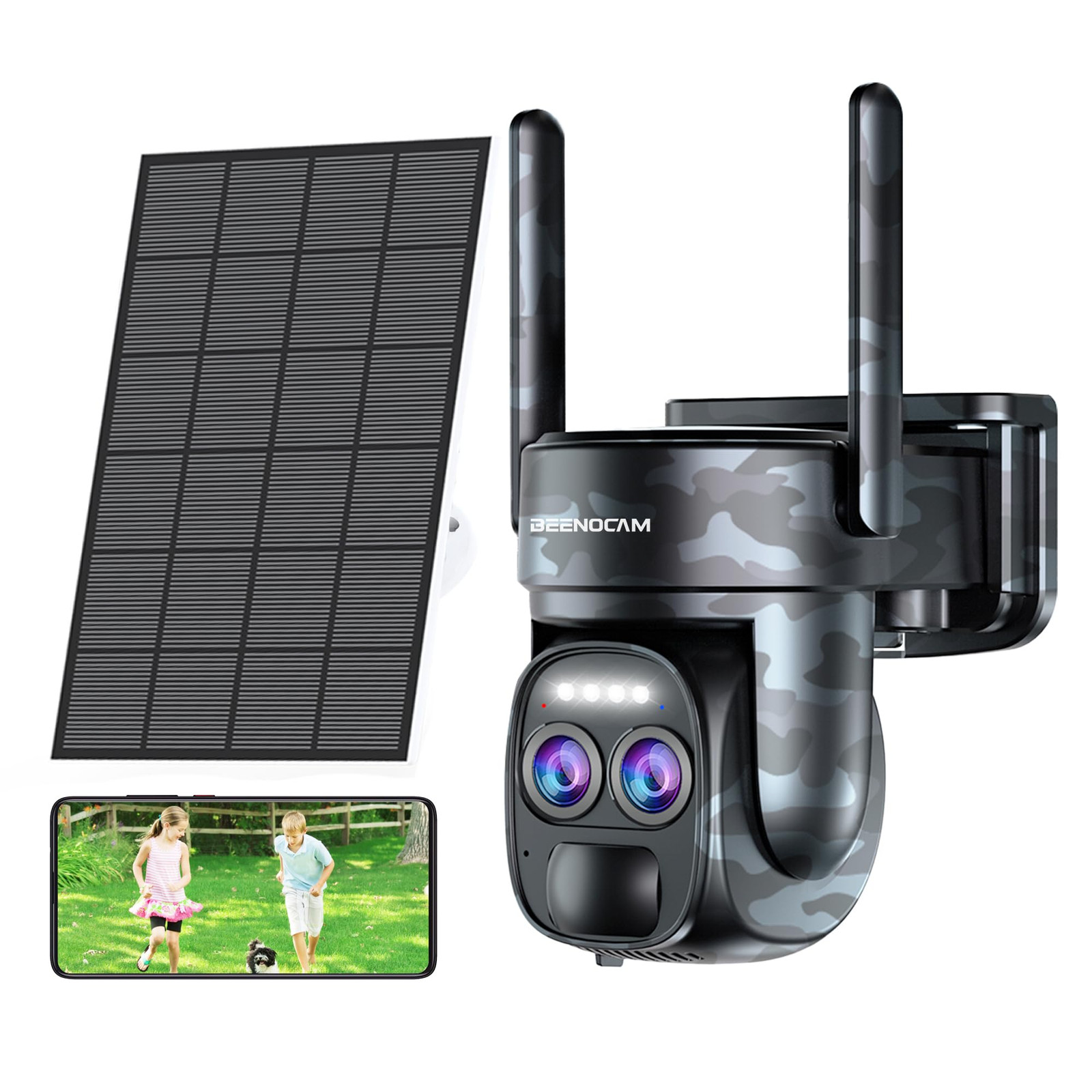 4K Wireless Solar-Powered Outdoor PTZ Security Camera with 360° View and Battery