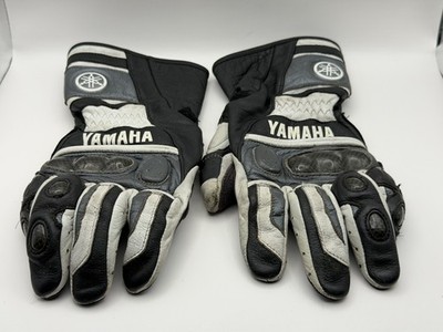 Dainese Yamaha Leather Motorcycle Gloves Carbon Knuckles - Size S Black & White