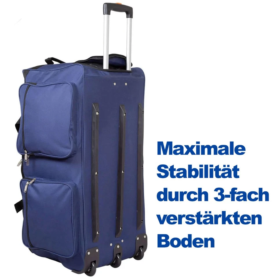 XXL Reisetasche Trolleytasche Blau Teleskopgriff 3 Laufrollen Aufsatztaschen - Bild 4 von 4