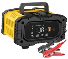 10-Amp Car Battery Charger, 12V and 24V LiFePO4/Lead-Acid AGM/Gel/SLA Battery