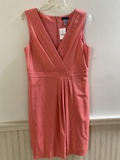 NWT- JCrew Pink Coral Dress. 100% Light Weight Wool. Lined. Faux Wrap Style. 10