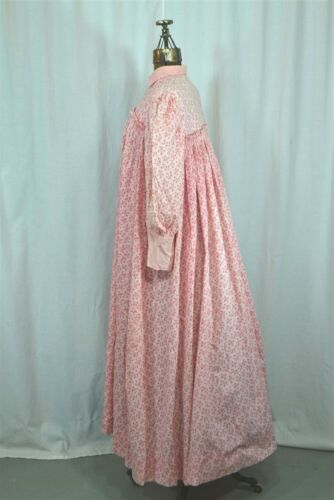 antikes original 19.Jh. Kleid Damen rosa Kaliko Wickelstil gerafft an der Passe - Bild 5 von 12