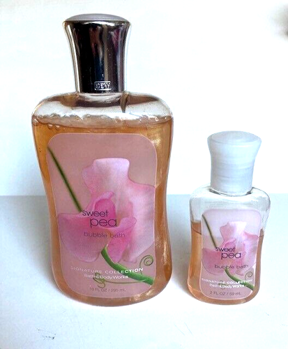 2 pc Bath & Body Works SWEET PEA Bubble Bath 10 oz & 2 oz Free Shipping