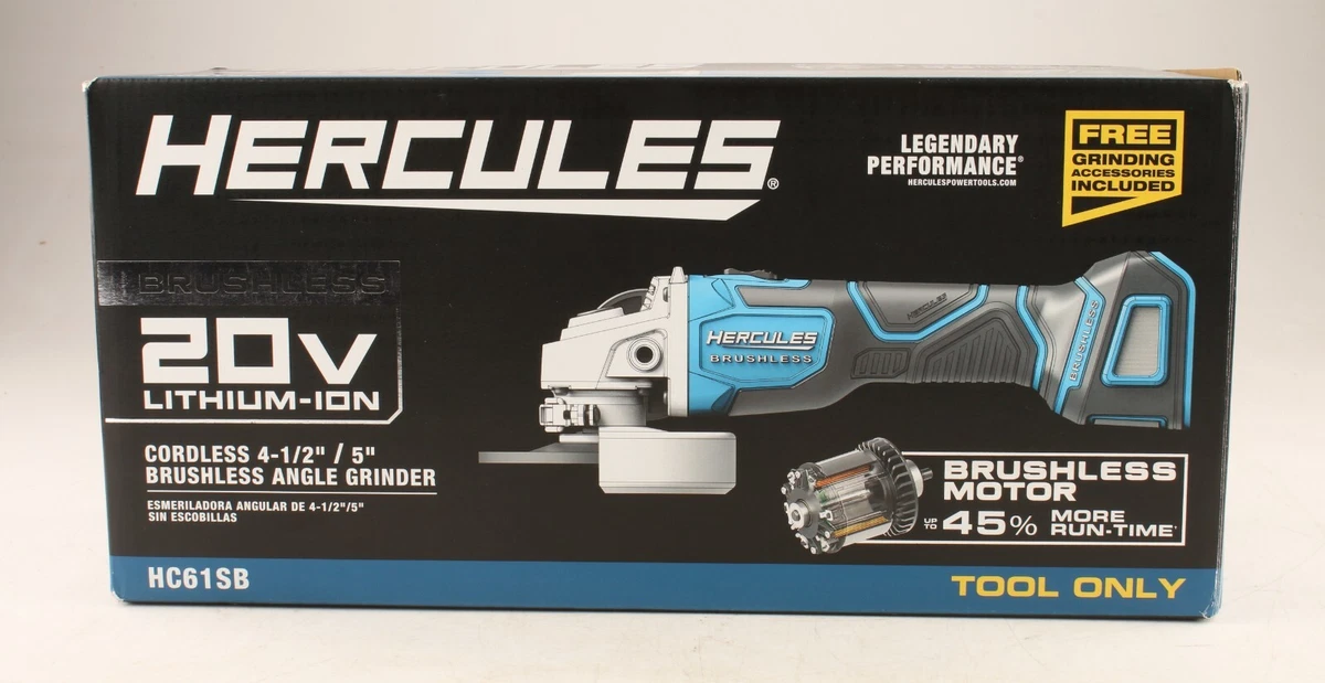 Angle Grinder Hercules 20v Brushless Cordless 4 1 2 In. 5 In. HC61SB