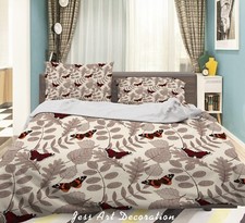 3D Butterfly Leaves Pattern Red Quilt Cover Set Duvet Cover Bedding Pillowcases