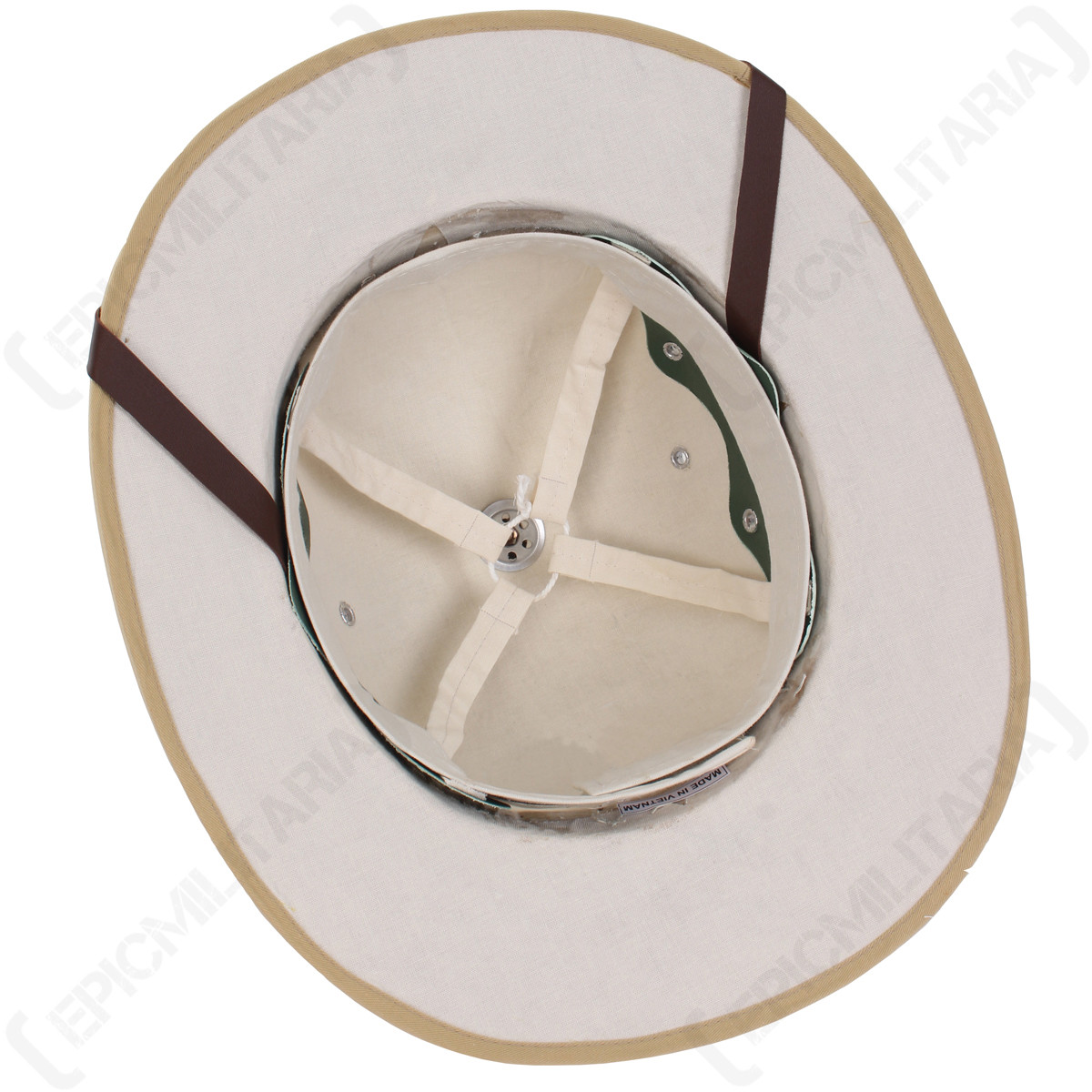 French Tropical Pith Helmet - Khaki Colonial Explorer