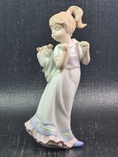 morena porcellana scultura bimba con gattino sulle spalle h 16 cm