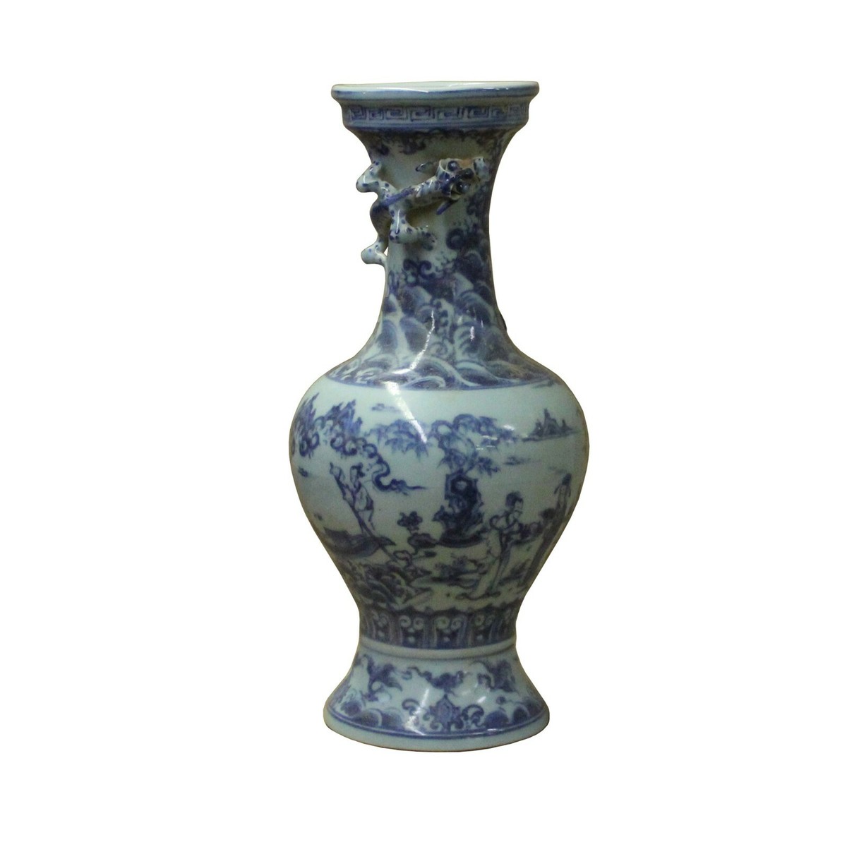Chinese Blue White Porcelain Precise House Yard Scenery Vase ws736S Chinese Blue White Porcelain Precise House Yard Scenery Vase ws736S