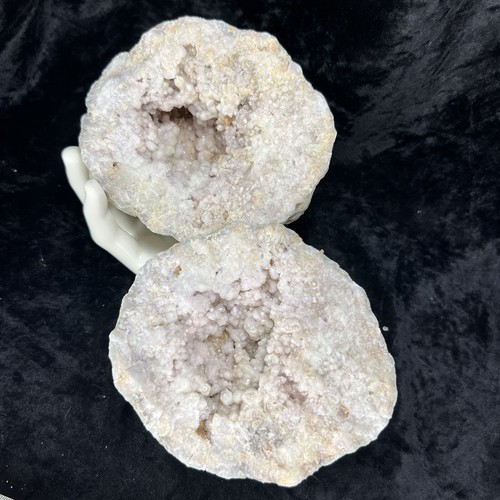 Natural Amethyst Hue Milky Quartz Crystal Cluster Whole GEODE Pair KY 2.7LBs - Picture 2 of 15
