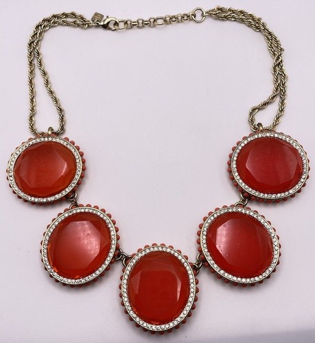 Banana Republic Cherry Tomato Red Medallion Necklace Arsty Chunky Summer FLAW