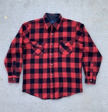 Vtg Sears Men  s Flannel Sz. M Lumberjack CPO Plaid Pure Wool Shirt USA MADE 60  s