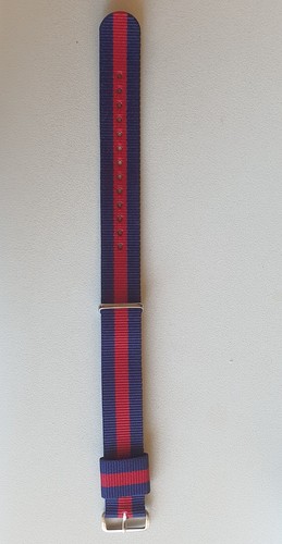 NEW Daniel Wellington Watchband Oxford Red Navy Silver Buckle Size 20 - Picture 3 of 3