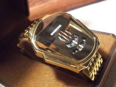Montre Homme BINBOND Futuriste - Cadran Bleu, Boîtier Doré 42mm, Quartz - Neuf Jamais Portée