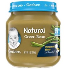 Gerber 1st Foods Baby Food Jar Natural Green Bean Non GMO   4 Oz   Pack of 10