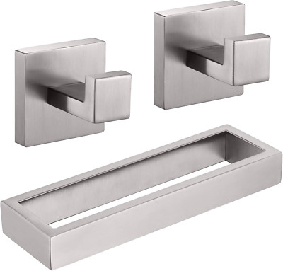 Brushed Nickel Bath Towel Hook - Wall Mount 9 Inch Towel Hanger